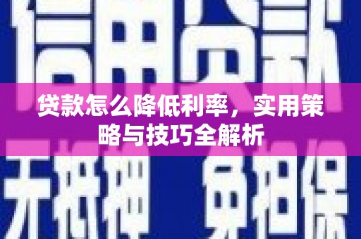 耒阳贷款怎么降低利率，实用策略与技巧全解析