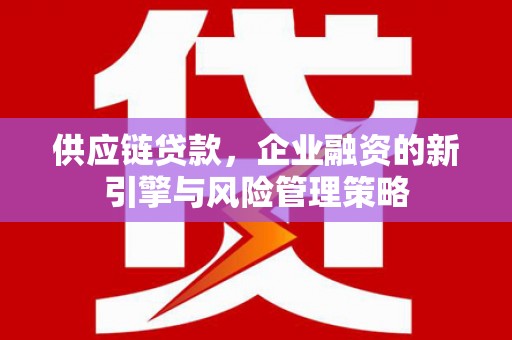 耒阳供应链贷款，企业融资的新引擎与风险管理策略