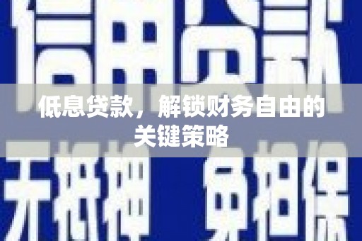 耒阳低息贷款，解锁财务自由的关键策略