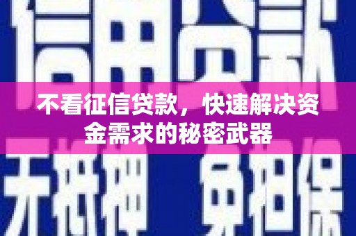 耒阳不看征信贷款，快速解决资金需求的秘密武器